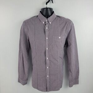 Kenneth‎ Cole New York Dress shirt button down plaid purple mens 30 L LARGE